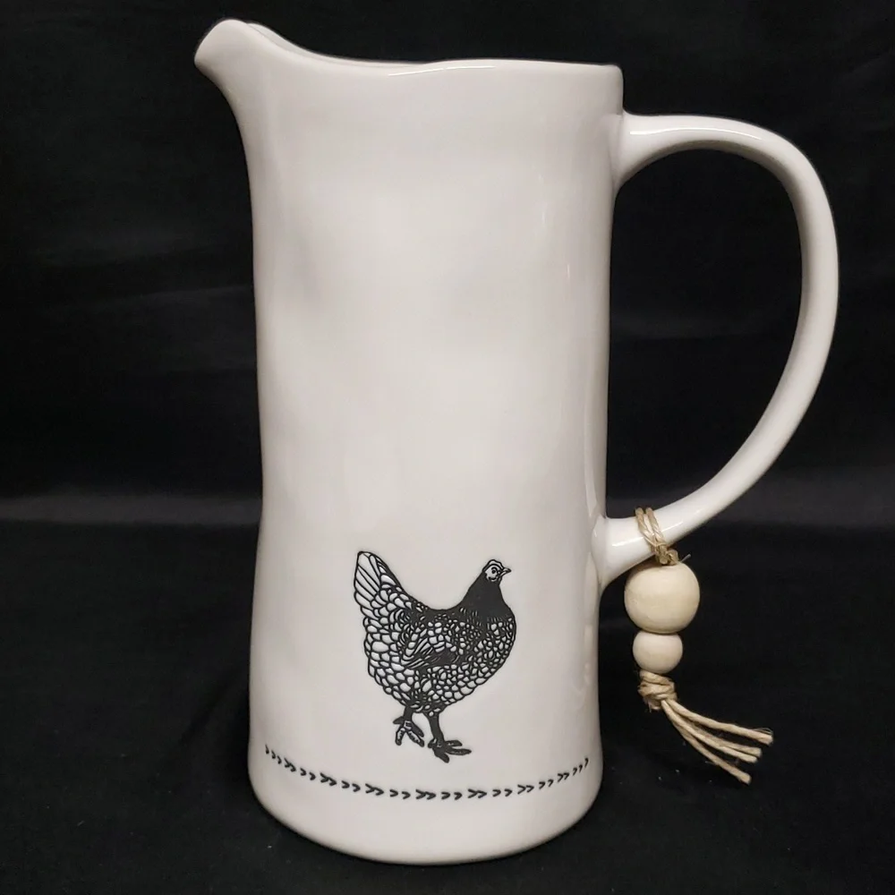 Melrose International NWT Ivory Ceramic Pitcher with Chicken Design